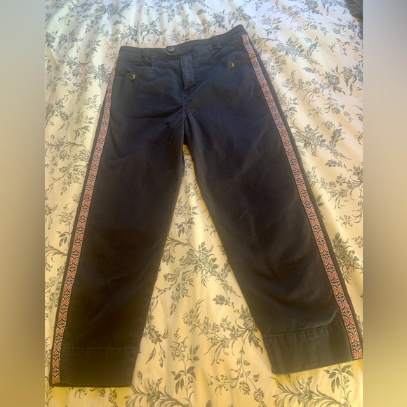 Great Anthropologie embroidered side stripe pants - Picture 1 of 7